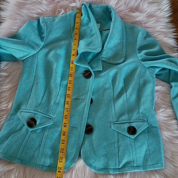 Womens Turquoise Button-Front Jacket - Picture 14 of 15
